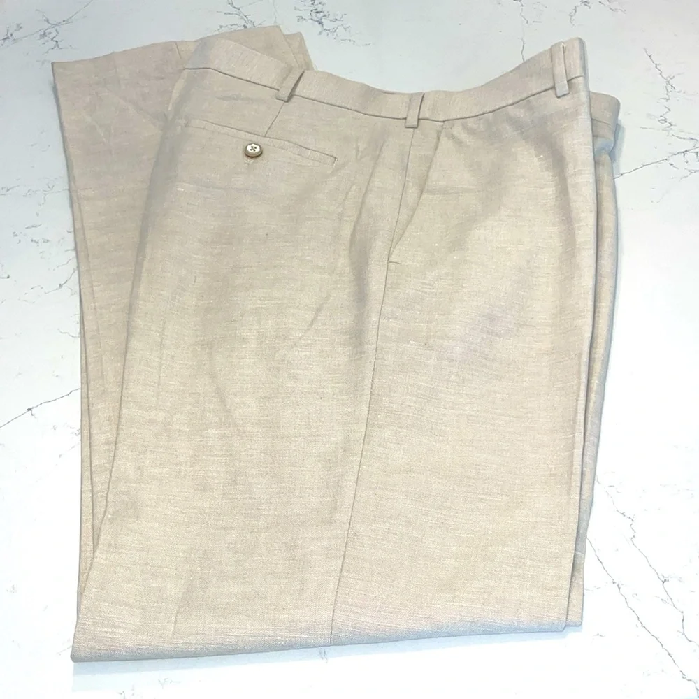 Cubavera Linen Blend Pants Men 34x34 Khaki Classic Fit Flat Front NWOT Resort
